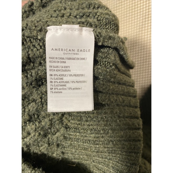 American Eagle XS Women's Dark Green Mockneck Oversized Cable Knit Sweater - Picture 6 of 6